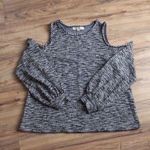 LOFT marled cold shoulder long sleeve top size Large